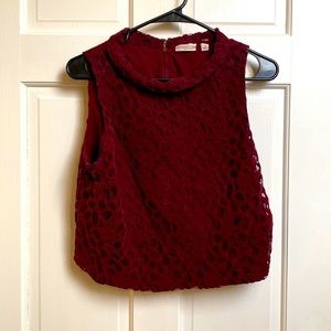 Eva Mendes New York and Company Red Lace Crop Top Blouse - size 10